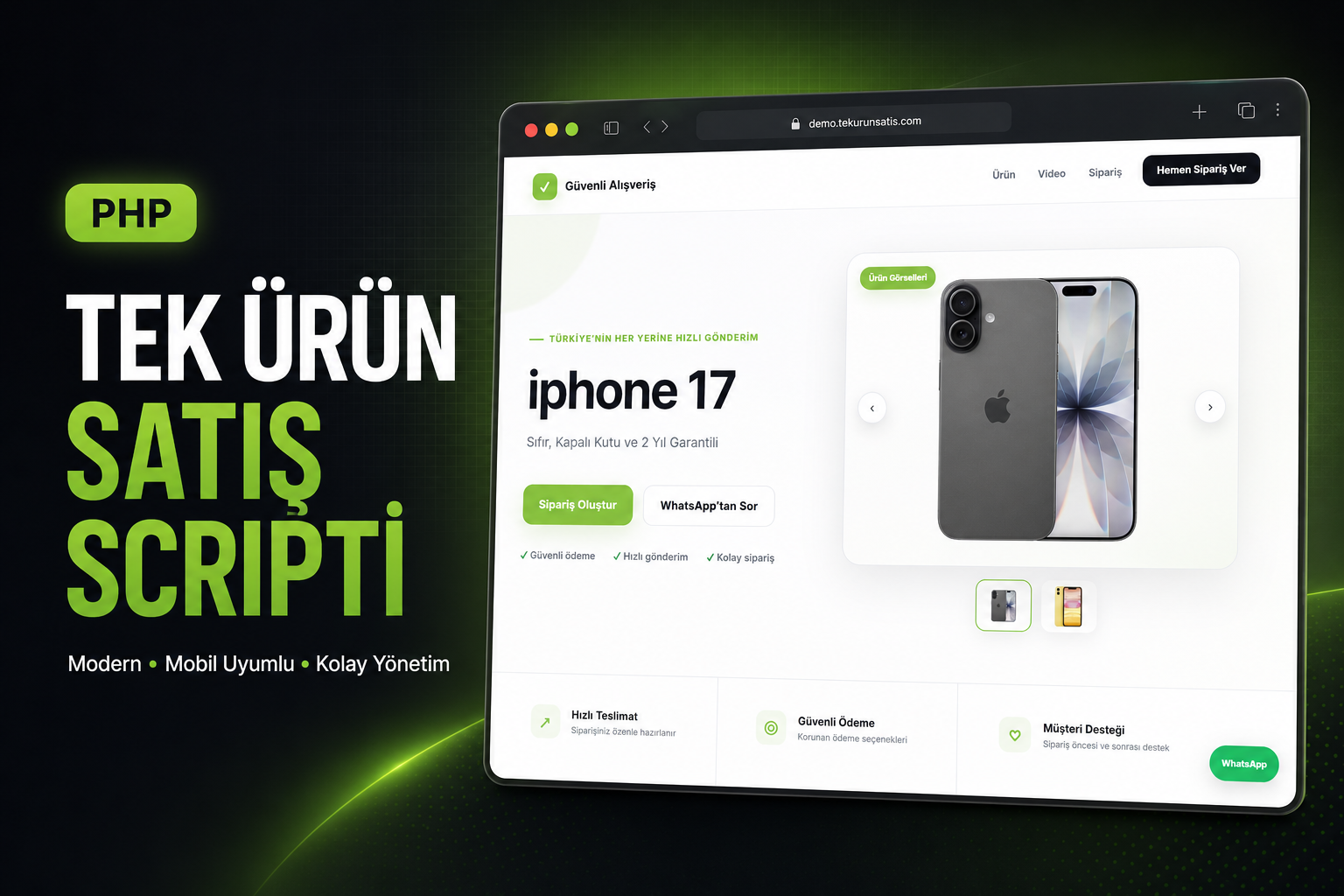 Modern Tek Ürün Satış Scripti – PHP Yönetim Panelli