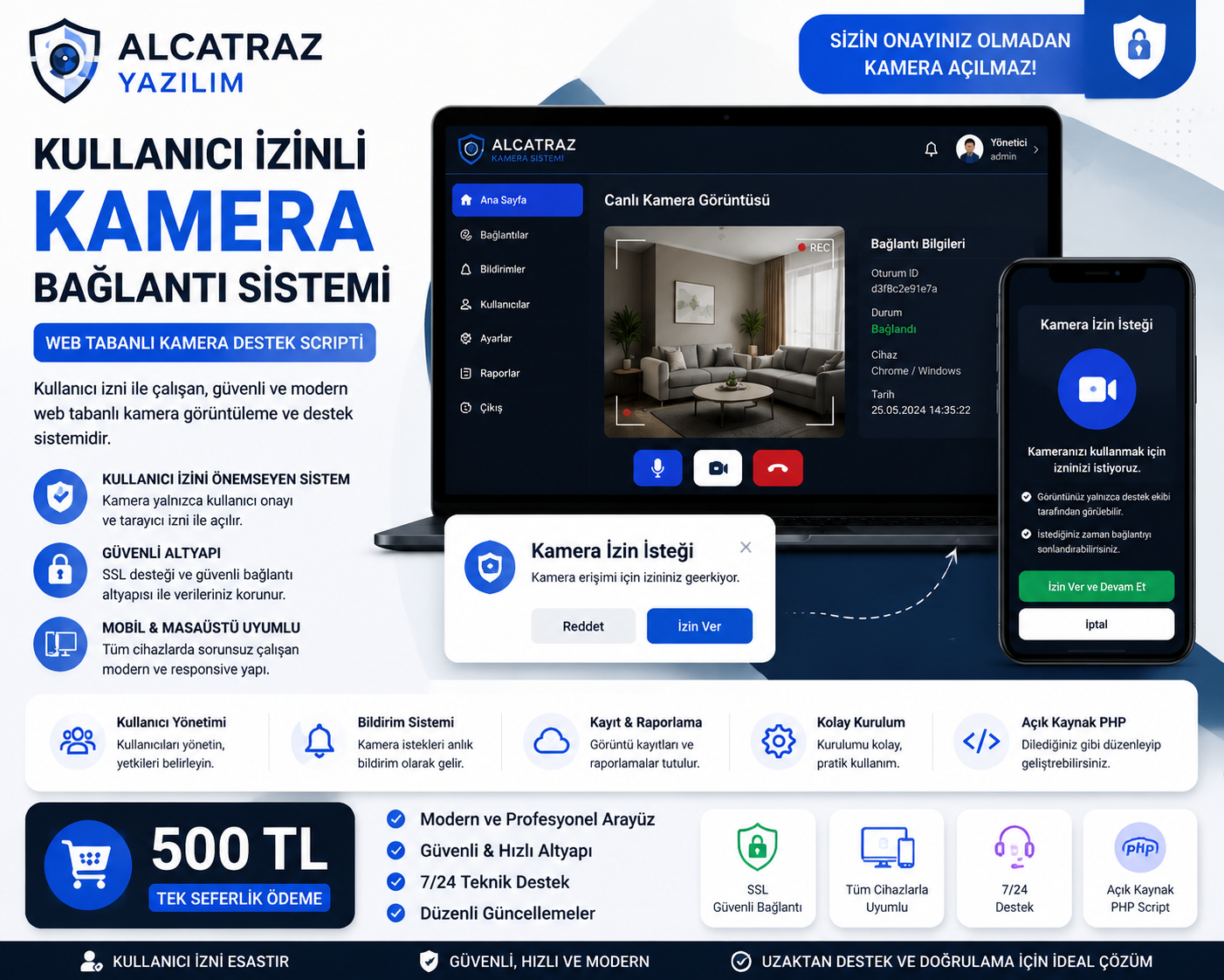 Alcatraz Kamera Bildirim & Uzaktan Kamera İzin Sistemi Scripti