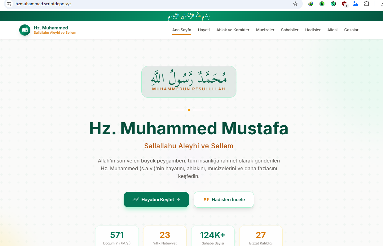 📖 Peygamberimizi Tanıyalım – Ücretsiz PHP Script